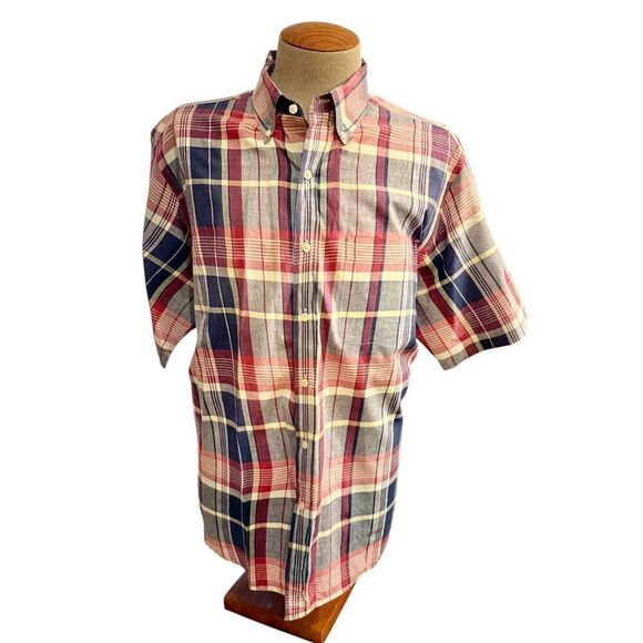 Vtg Club Room Men’s Madras Plaid Short Sleeve Shirt Sz. XL Picnic Fathers Dad - Picture 1 of 7